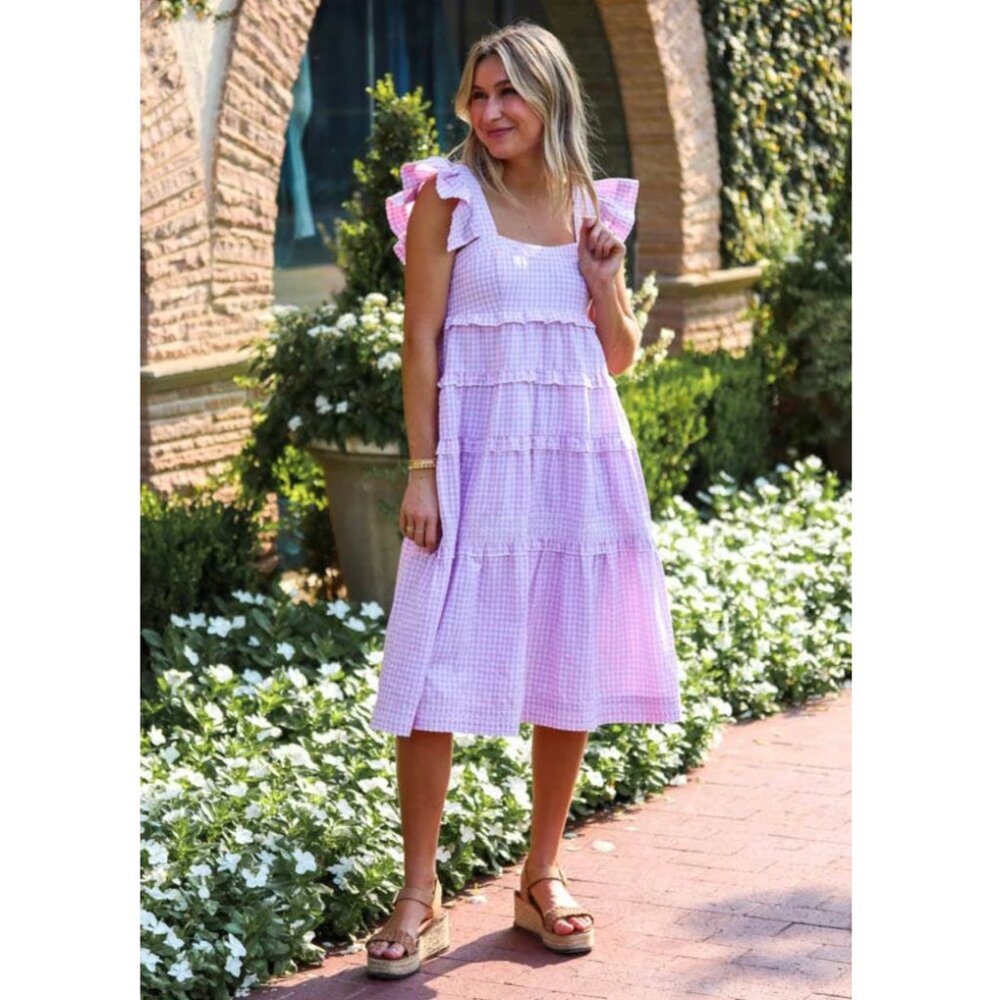 J. Marie Melinda Gingham Lavender Purple Dress